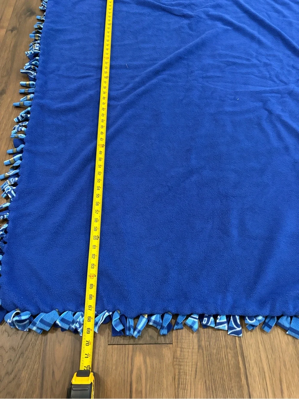 Kansas City Royals MLB Fleece Tie Blanket Plaid Royal Blue Handmade Large 48x70